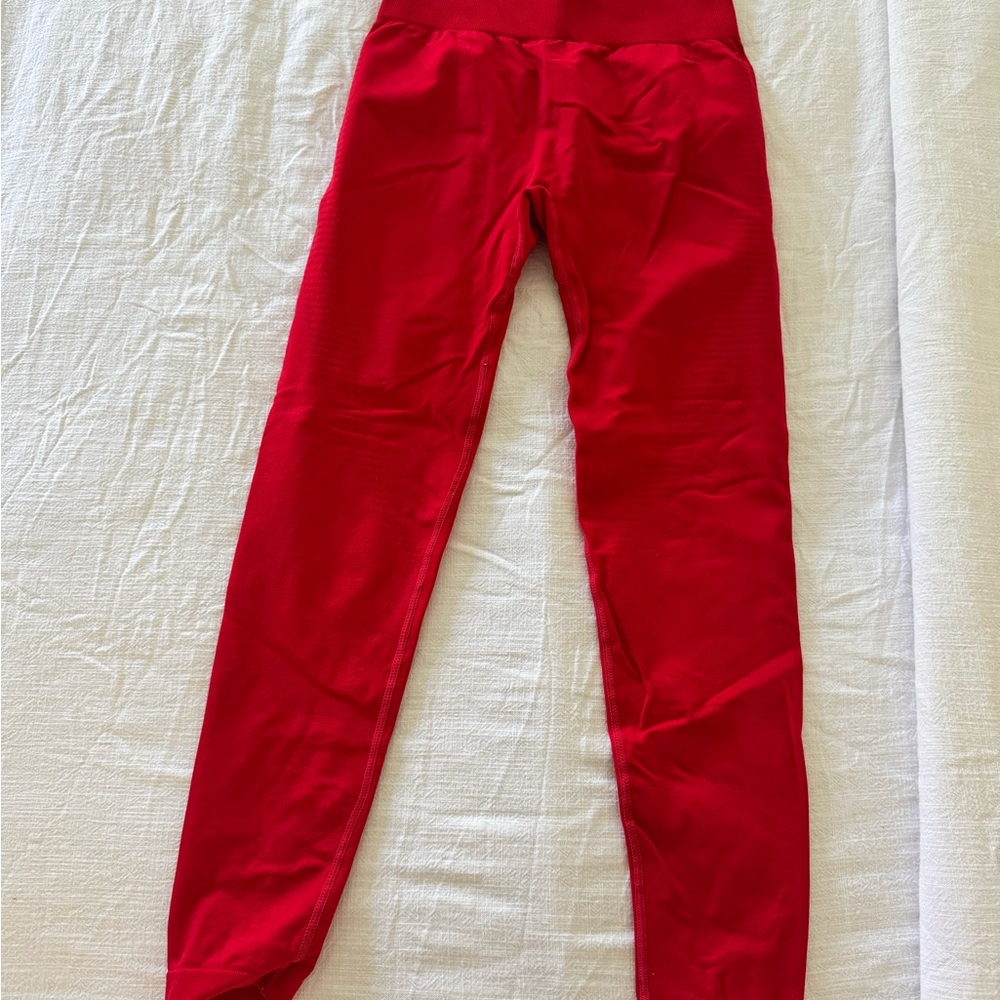 Vibrant Red Athletic Leggings